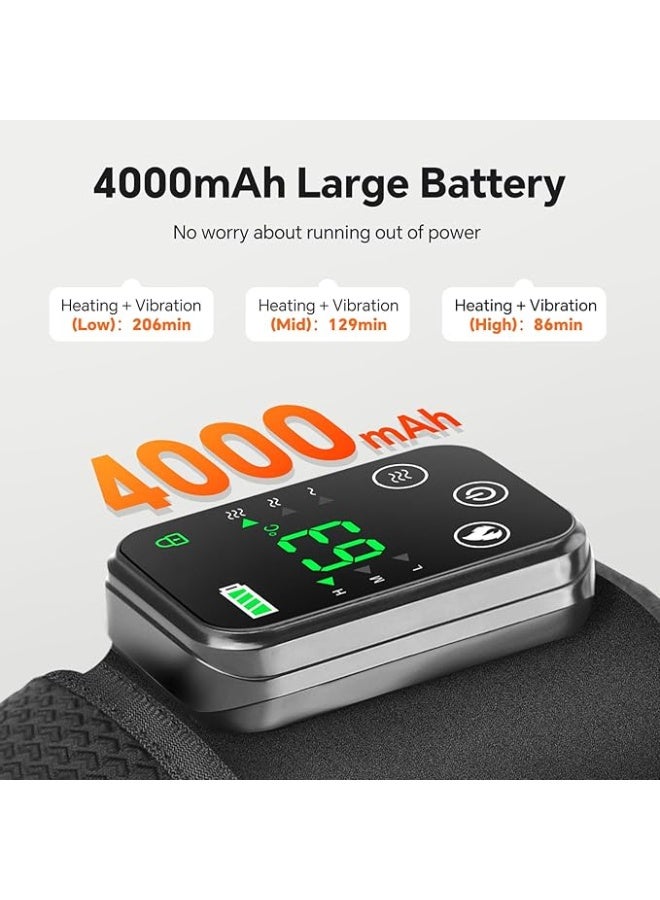 جهاز تدليك مع تدفئة، وسادة تدفئة لاسلكية للركبة مع جهاز تدليك، 3 مستويات تدفئة و 3 مستويات اهتزاز، وسادة تدفئة للركبة، لفافة لتخفيف آلام الركبة، الكتف والكوع، قابلة للتعديل لراحة المفاصل، أسود - Image 5